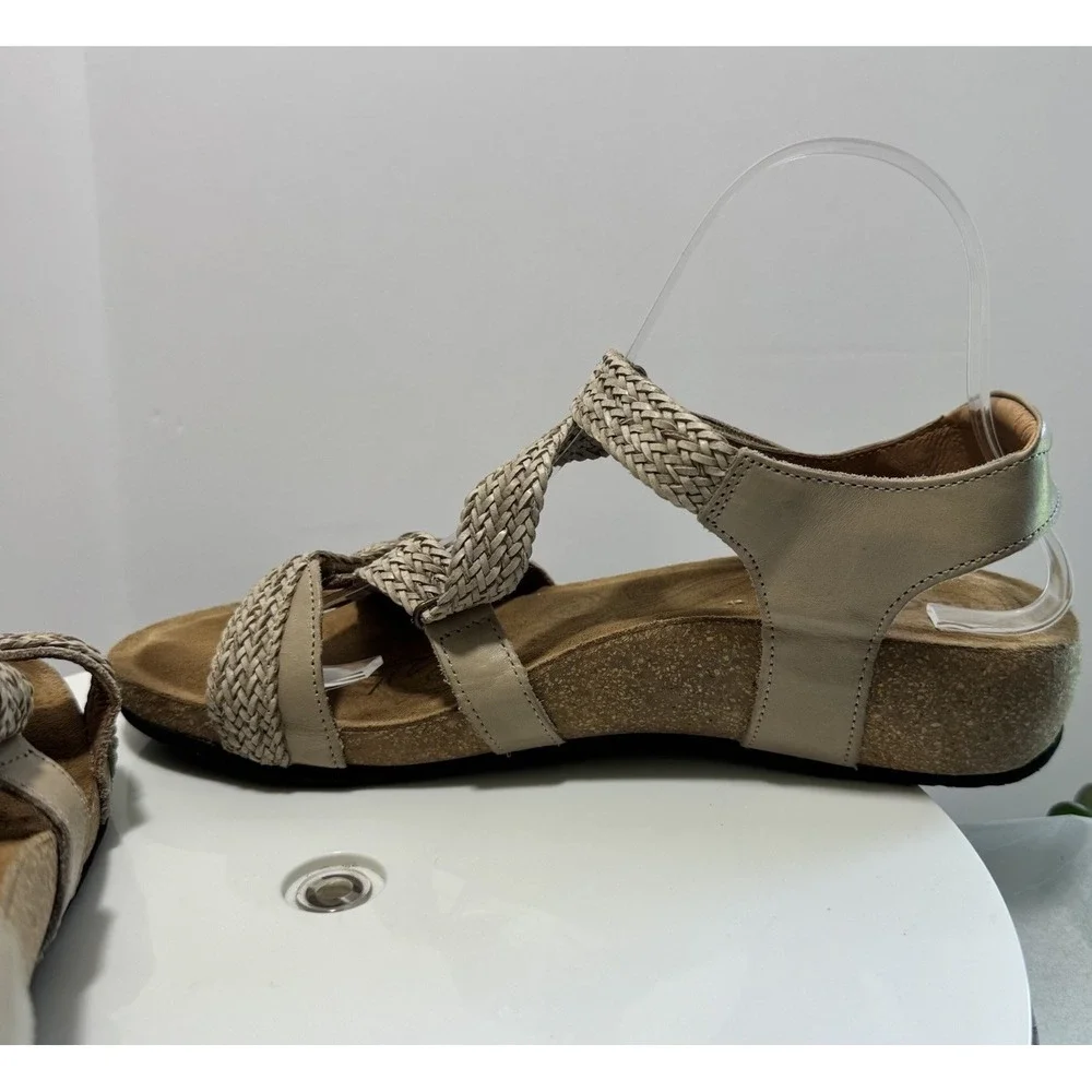 Taos Leather Boho Beach Comfy Tan Strappy Braided Trulie Sandals Women US 9-9.5